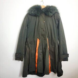 Mr and Mrs Italy Fur Hooded Coat in Green Small
